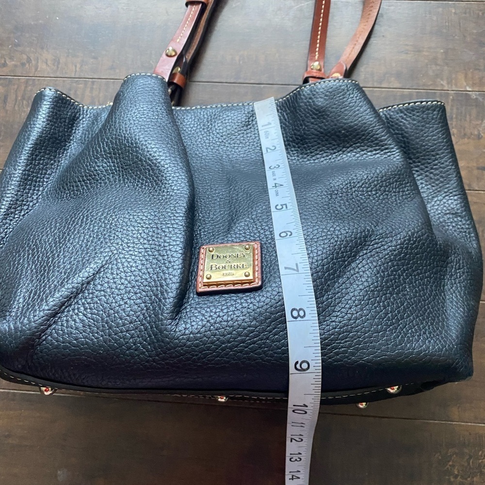 Dooney & Bourke Black Leather Shoulder Bag with Brown Handles - Picture 9 of 14